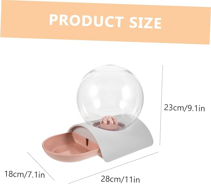 1PC Large Capacity Pet Automatic Water Dispenser Durable Transparent Bubble Water Bowl for Dogs Cats Lightweight Design Easy to Clean for Home Outdoor Use Pink