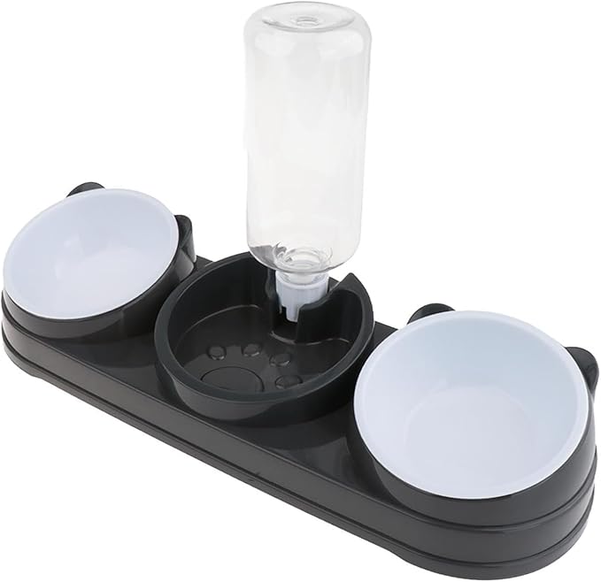 Double Bowl Pet Food Water Dish Feeder for Dog Cats Daily Feeding with Automatic Dispenser for Dry Wet Double Bowl Feeder