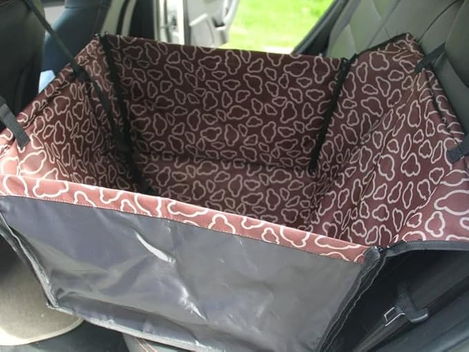 Vedem Dog Booster Car Seat Pet Back Seat Cover for Small Dogs (Cloud-Coffee)