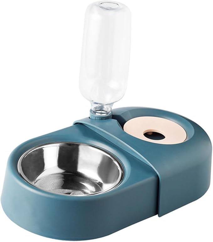 ibasenice Automatic Dog and Cat Feeding Basin Water Bowl Spill-Proof Blue Pet Food and Water Feeder Suitable for Indoor Use
