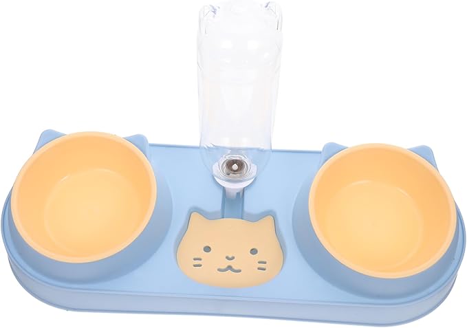 Double Bowl Pet Feeder Automatic Cat Dog Feeder Elevated Food Bowl Water Container Break-Resistant Easy Clean