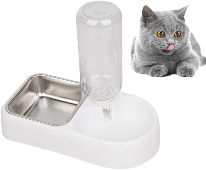 Double Pet Water Feeder Automatic Drinking Bowl for Cats and Dogs Creative Water Dispenser Smooth Design for Home and Pet Shops White