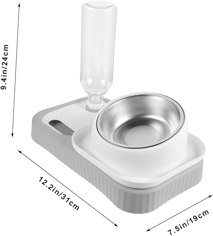 Hemoton Automatic Cat Feeder Detachable Water Dispenser Dog Bowl Easy to Use No Spill Pet Food and Water Bowl