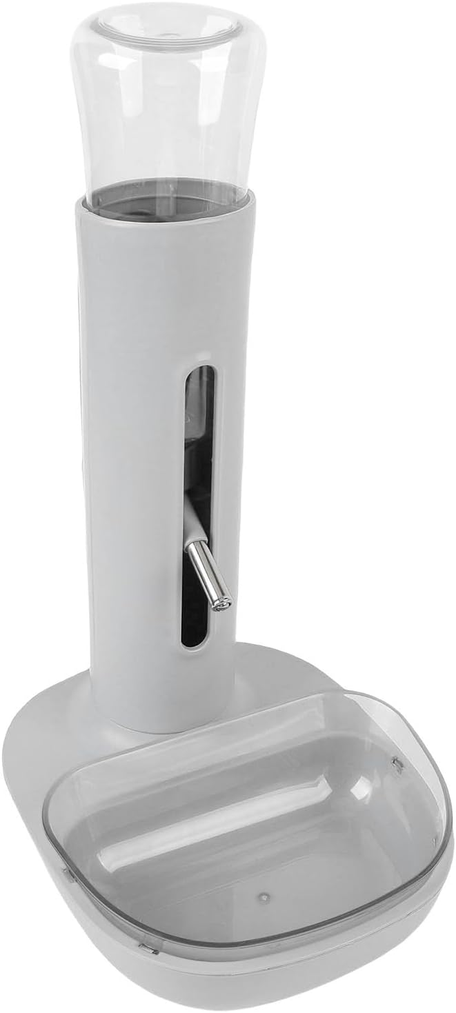 Pet Standing Water Dispenser, Automatic Feeding Water Bowl, 680ml Capacity, Adjustable Height, Hanging Design, for Small Cats and Dogs, with Detachable Feeder (Gray)