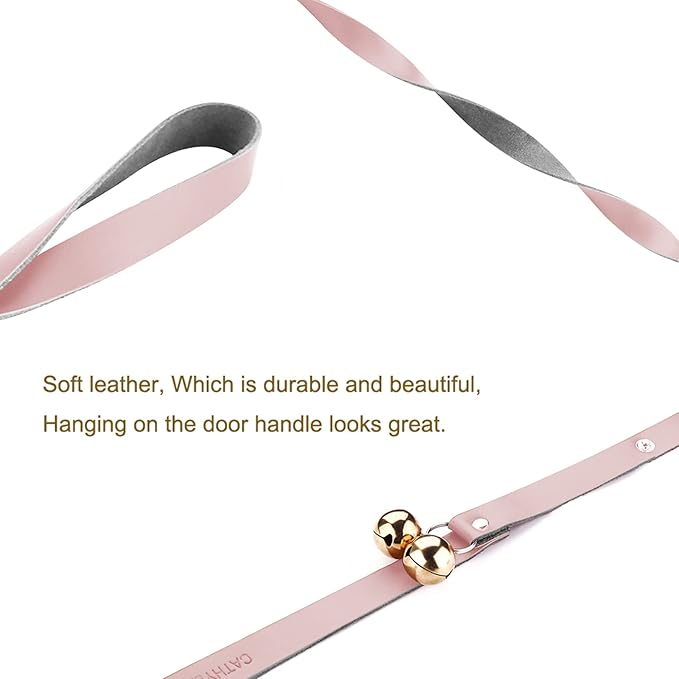 Leather Dog Doorbells for Door Knob, Dog Bells to Go Outside & Puppy Potty Training, Adjustable Brass Dog Bell, Makes Training Your Puppy a Breeze.