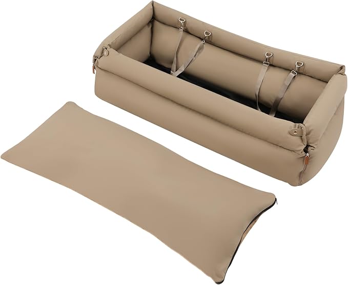 Dog Car Seat, Car Dog Bed for Medium/Small Dogs, Dogs Cars Bed with 2 Adjustable Slings and Thick Cushion for Cars, Trucks and SUVs (Gray)
