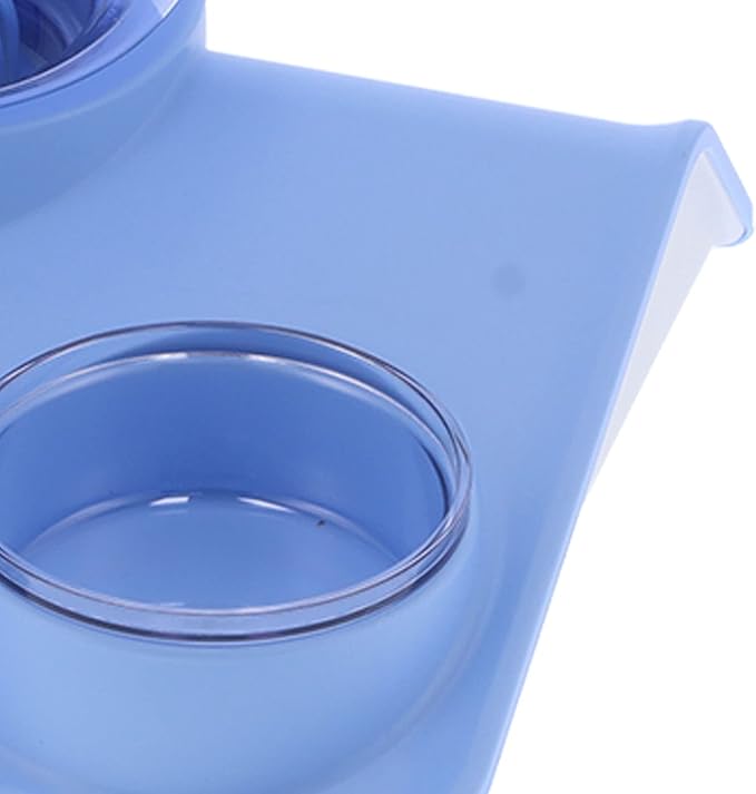 Pet Water Dispenser and Food Bowl Set, 1.8L Automatic Water Dispenser with Detachable Bowl, PPPET Material, Non Slip Base, Convenient for Cats and Small Dogs (Rooftop Drinking Fountain Blue)