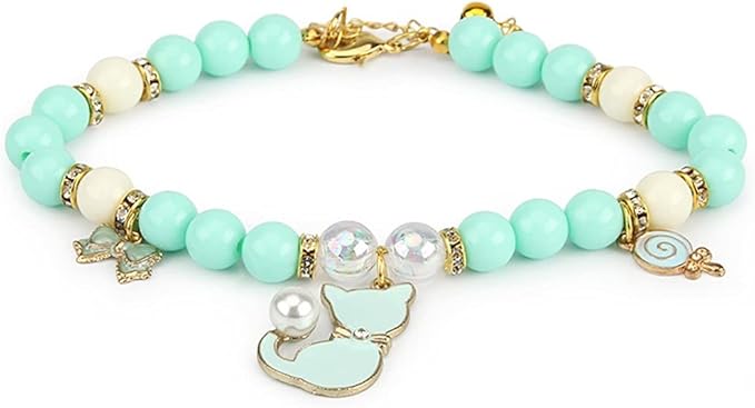 Dog Collar Flower Teddy Dog Collars Artificial Rhinestone Pet Necklace Collar for Cats Small Dogs Necklace (Green Large)