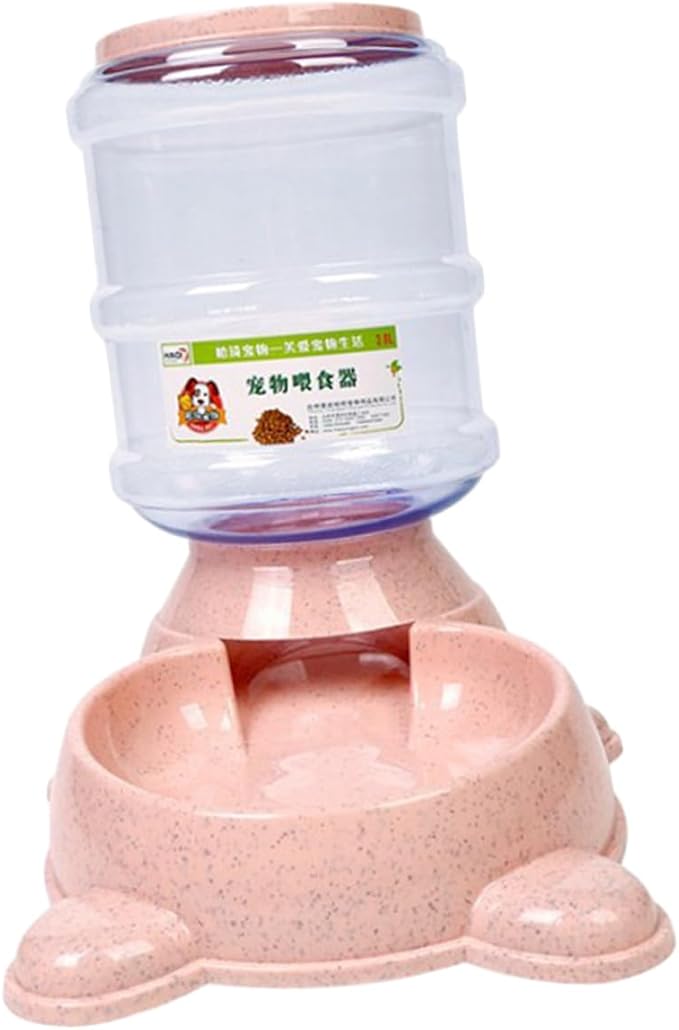 MERRYHAPY 1pc Refillable Automatic Pet Food Dispenser Bear-Shaped Container for Dogs and Cats Easy Open Design Non-Skid Base for Home and Shop Use Pink