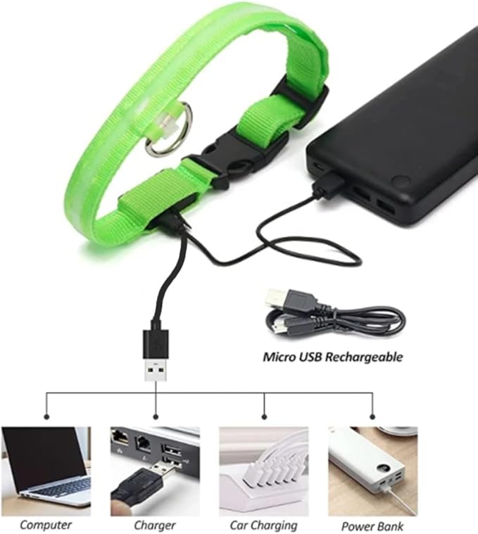 USB Rechargeable Luminous Collar Adjustable Led Glowing Dog Collar for Large Small Dogs Cat Night Light Collar Pet Safety Harnes (Orange USB Charging,XL Neck 42-56 cm)