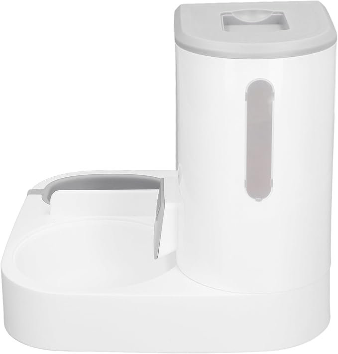 Pet Feeder and Water Dispenser, 2 in 1 Gravity Automatic Water Dispenser and Food with Large Capacity for Dogs Cats Pets (Grey)