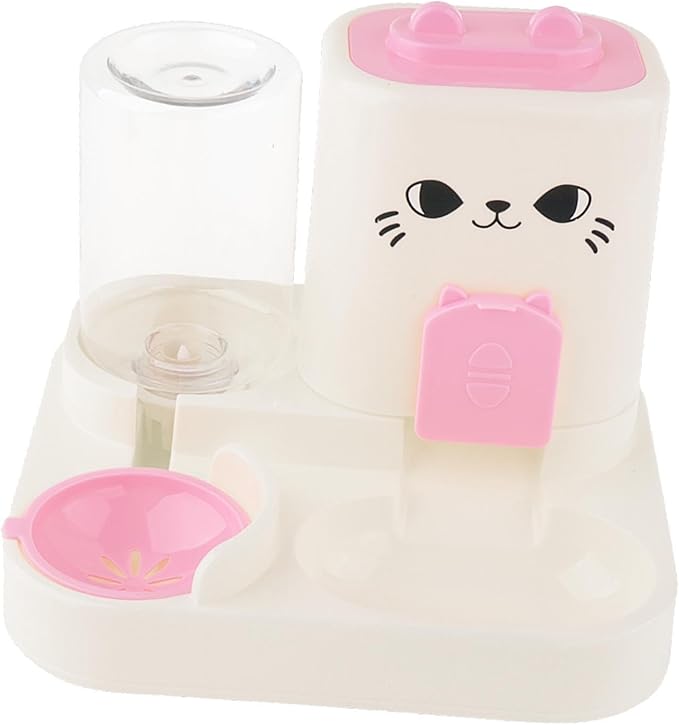 2 in 1 Automatic Pet Feeder and Water Dispenser with 1800ml Food Capacity, 800ml Water Container for Cats and Small Dogs, Travel Feeding Station-