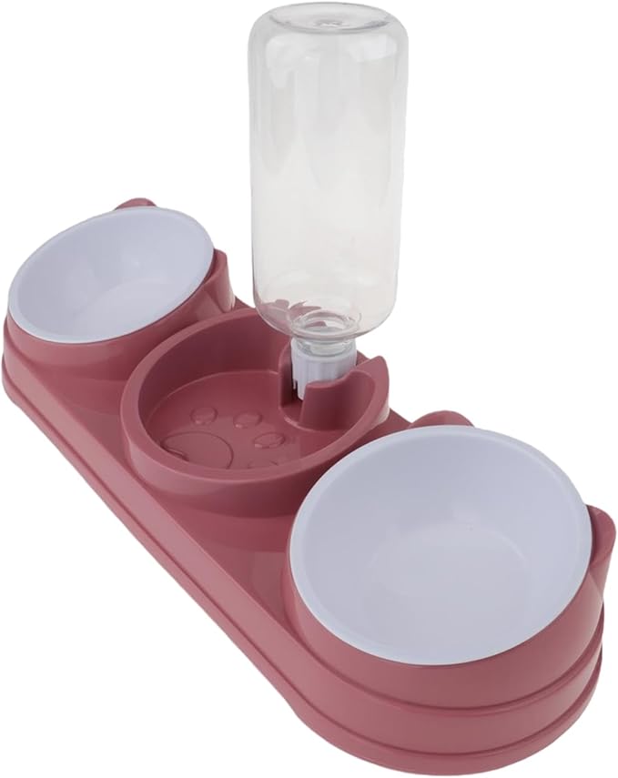 Pet Double Bowl Feeder with Water Dispenser for Dog Cats Feeding Watering Treats Dry Food Dish Home Dishware Double Food Water Feeder