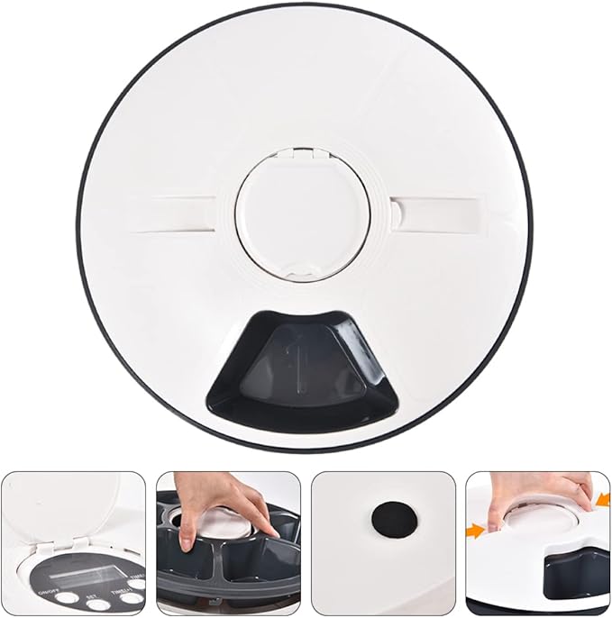 BESPORTBLE Automatic Pet Feeder Timer Smart Food Dispenser for Scheduled Meals Design Detachable Parts for Easy Cleaning Grey