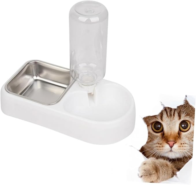HANABASS Double Pet Water Feeding Bowl Creative Water Feeder for Dogs and Cats Automatic Drinking Tool Smooth Design for Home and Pet Shops White