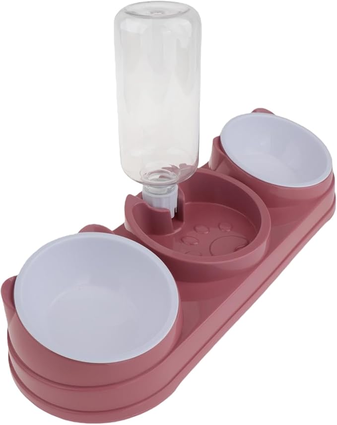 Double Bowl Pet Food Water Dish Feeder for Dog Cats Daily Feeding with Automatic Dispenser for Dry Wet Double Bowl Feeder
