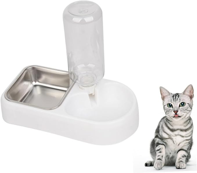 Double Pet Water Feeder Automatic Water Dispenser for Dogs and Cats Creative Drinking Tool Practical and Convenient Pet Supplies White