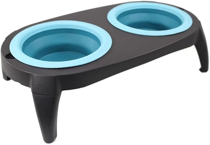 Double Dog Bowls, Removable Dog Bowls Multifunction Adjustable Combined Dual Bowls Deluxe Automatic Food and Water Feeder for Pet Dog Cat Dual by Daming Model for Small and Medium Pets