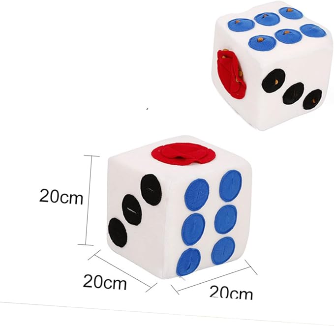 POPETPOP Dog Plush Training White Dice Design Sniffing Play Chew for Dogs Durable Elastic Material Safe for Pets