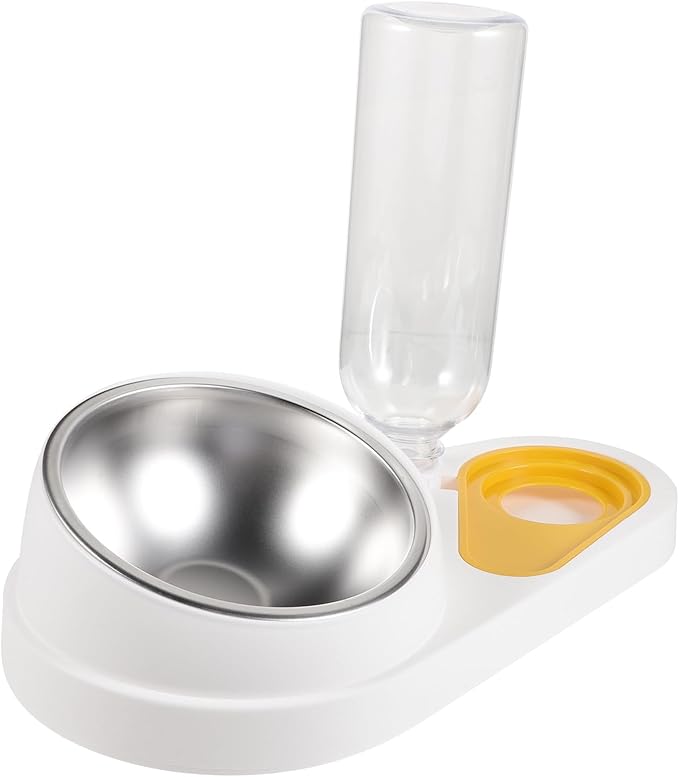 COHEALI Automatic Dog Feeder and Water Dispenser with Anti-Spill Design, White Pet Food Bowl for Cats and Small Animals, Non-Skid Pet Feeding Station for Home Use