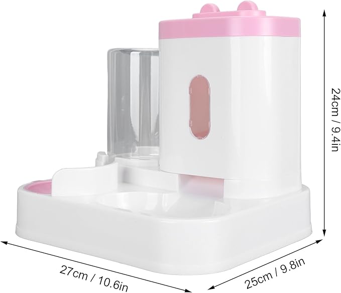 Automatic Cat Feeder and Water Dispenser Set, Pet Food Water Dispenser, Automatic Dog Feeder and Dog Water Dispenser, 2 in 1 Large Capacity Detachable Automatic Cat Waterer Feeder for Dog Puppy (Pink)