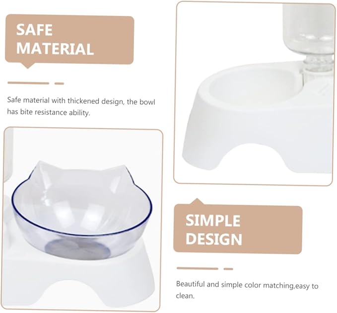 SUPVOX Pet Feeder Waterer Dual Bowls for Cats Dogs Automatic Refill Sturdy Base Food Dispenser for Small to Medium Pets
