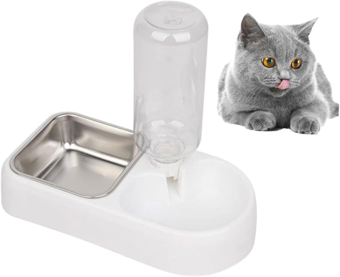 Double Pet Water Feeder Automatic Water Dispenser for Dogs and Cats Creative Drinking Tool Practical and Convenient Pet Supplies White
