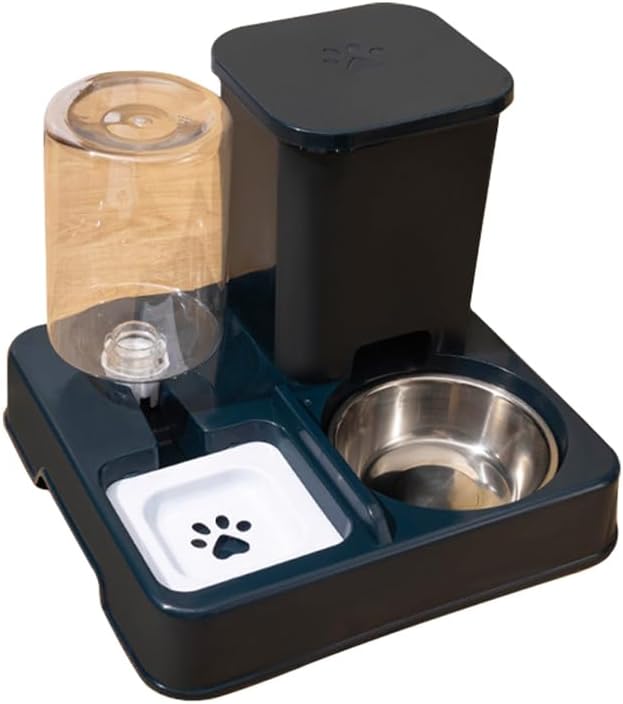 Automatic Pet Feeder for Cats & Small Dogs - 1.7LBS Dry Food & 800ML Water Dispenser with Stainless Steel Bowl, Programmable Portion Size, Suitable for Puppies/Kittens & Small/Medium Dogs,Black