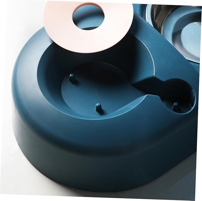 Automatic Dog and Cat Feeding Bowl with Water Dispenser, Blue Pet Food Basin Anti-Spill Pet Feeder Suitable for Puppies and Kittens