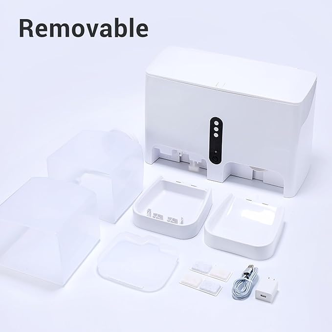 Automatic Cat Feeder, 2 in 1 Smart Food Feeder and Water Dispenser, Pet Feeder and Waterer for Timed Feeding, Real Time Monitoring for Dogs Cats Animals, Large Capacity