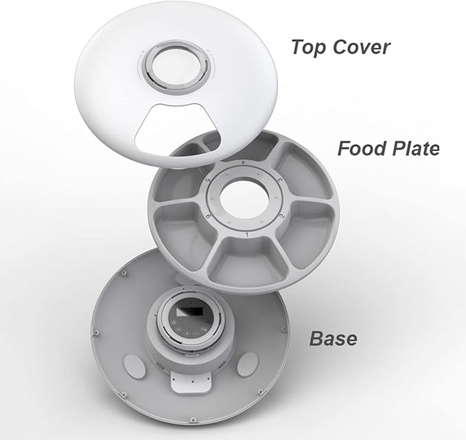 6 Meal Automatic Dog Cat Feeder, Dog Cat Wet & Dry Food Pet Feeder with Programmable Timer, Auto Dispenser for Small Cat Dog with Portion Control