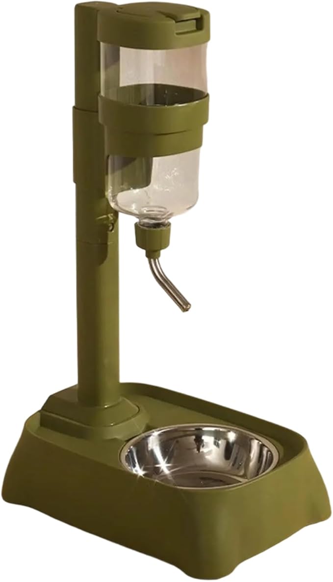 Gray Automatic Pet Drinking Fountain and Feeder Bowl with Height Adjustable for Dogs and Cats Adjustable Pet Bowl