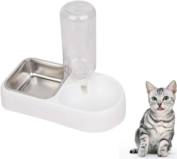Double Pet Water Feeder Automatic Drinking Bowl for Cats and Dogs Creative Water Dispenser Smooth Design for Home and Pet Shops White