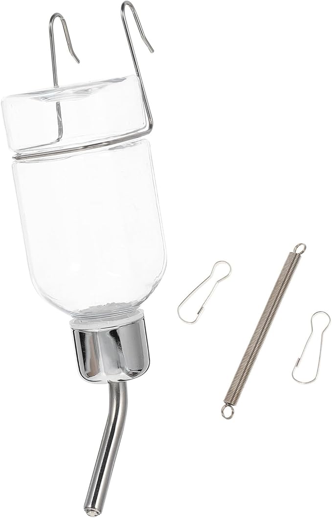 Angoily Pet Automatic Water Feeder with Nozzle Hanging Dispenser for Dogs and Small Pets Transparent Small for Clean Fresh Drinking in Cage