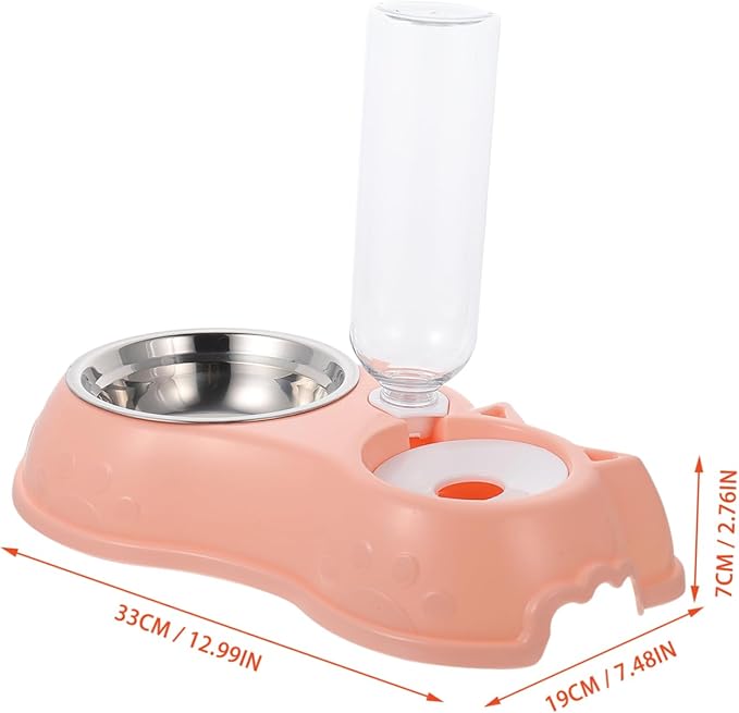 Kisangel 1set Automatic Pet Feeder and Water Dispenser Detachable Dual Bowl for Cats and Dogs Easy to Practical Design for Home and Pet Shops
