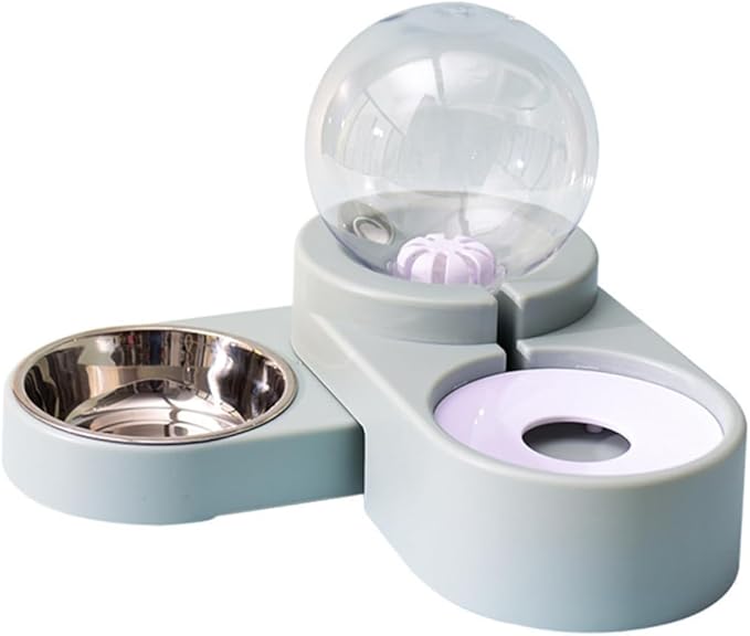 VICASKY Creative Double Bowl Pet Water Feeder Automatic Water Dispenser for Dogs and Cats Blue Non Spill Design with Smooth High Density Surface for Home and Pet Shops