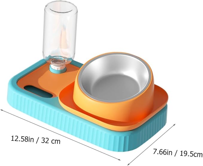 Double Bowl Cat Feeder Automatic Water Dispenser Elevated PET Food and Water Feeding Device for Cats and Dogs Spill Design Material