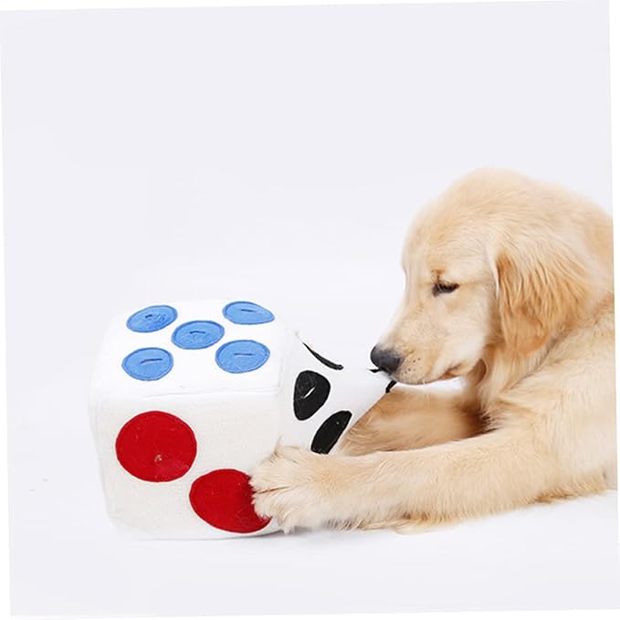 SUPVOX Plush Dog Dice White Sniffing Training Enrichment for Pets Soft Funny Nosework Snuffle for Interactive Play