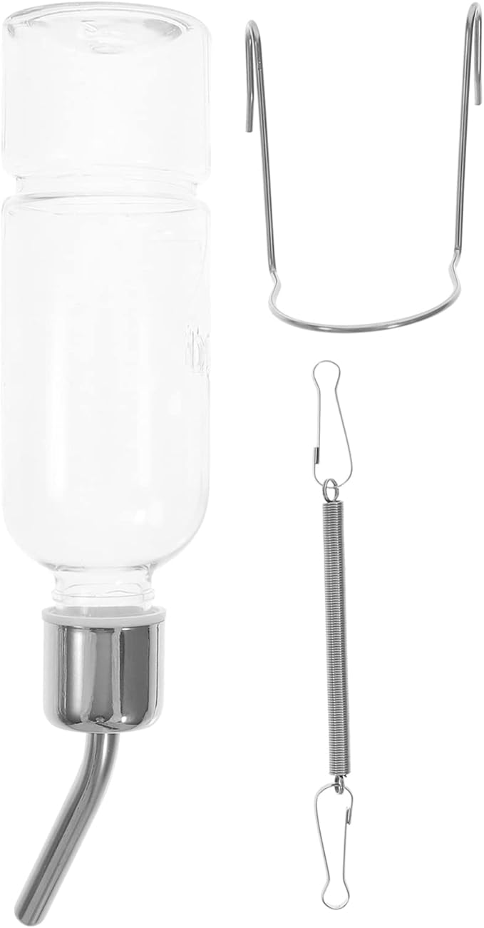 2pcs Automatic Drinking Fountain Guinea Pig Water Automatic Water Dispenser for Dogs Automatic Pet Plastic Water Bottles Hanging Bottle for Pet Stainless Steel Small White Feeder