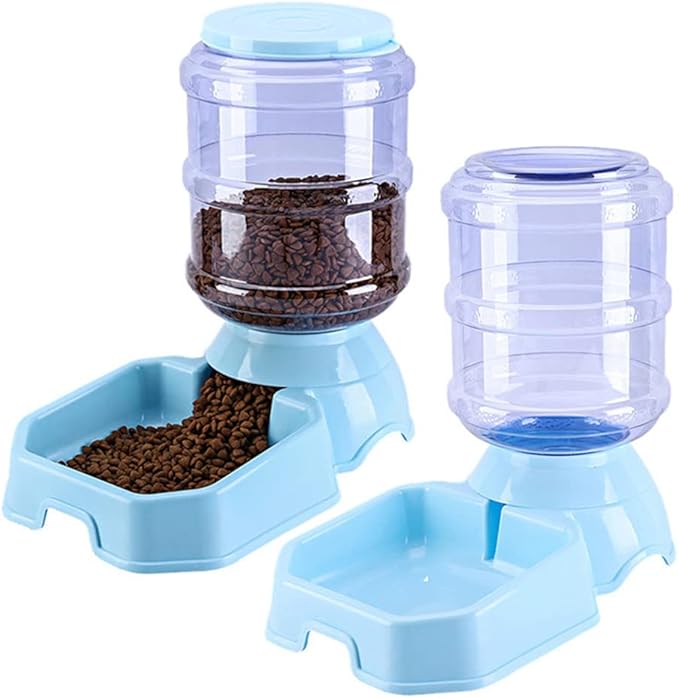 Automatic Waterer Food Feeder 3.8 L Water Dispenser 8 Lbs Auto Feeder Fed for Small Medium and Large Cats Dogs