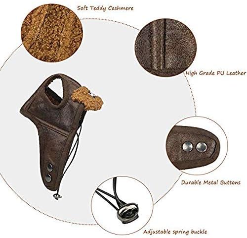 Leconpet Dog Aviator Hat, Dog Winter Pilot Hat with Ear Flaps for Cold Weather (L, Brown)
