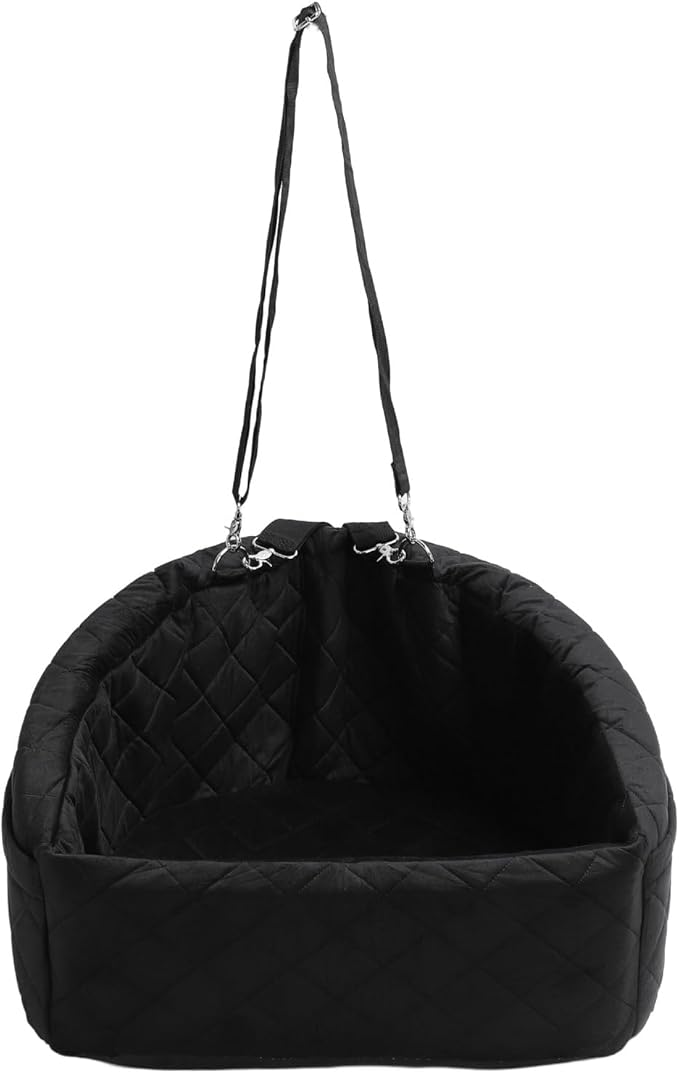 Car Dog Seat for Small Dogs, Extra Stable with Safety Seat Belt, for Back and Front Seat, Black