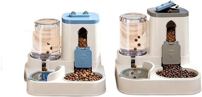 Automatic Feeder & Waterer Easy to Built-in Food Bowl(Blue)