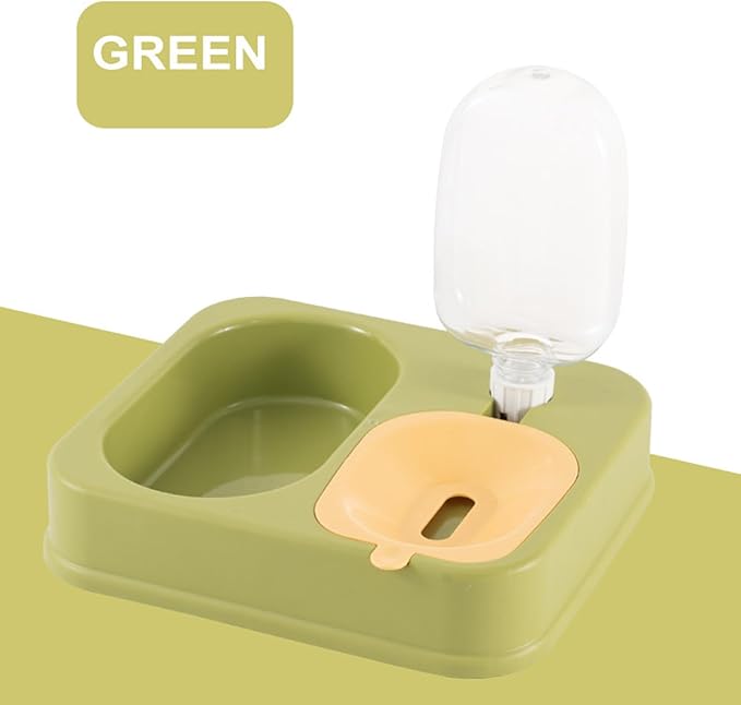 Indoor Dogs Double Feeding Bowls and Automatic Water Dispenser Pet Eating Drinking Pet Dogs Bowls Multi-Color Can Choose