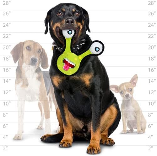 TUFFY® - World's Tuffest Soft Dog Toy - Alien - Multiple Layers. Made Durable, Strong & Tough. Interactive Play (Tug, Toss & Fetch). Machine Washable & Floats. (2 Eye, Large 2 Pack)