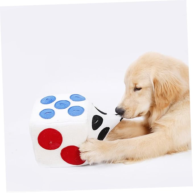 Dog Plush Training Dice Creative Sniffing Chewing Plush for Dogs Premium Elastic Material Fun White Dice Design for Pet Engagement