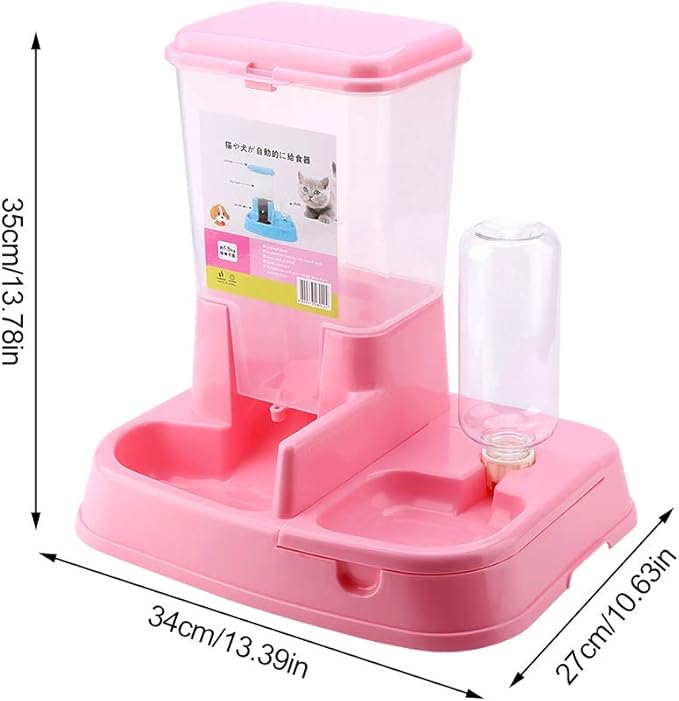 Pets Feeder, Automatic Pet Feeder Detachable Food Dispenser Water Bottle Cats Dogs Feeding Tool