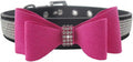 Luxury Pet Accessories Dog Collar Rhinestone Buckle Design Fancy Crystal Suede Bow Tie Dog Collar for Small Medium Large Dogs 15 Rose Bow S