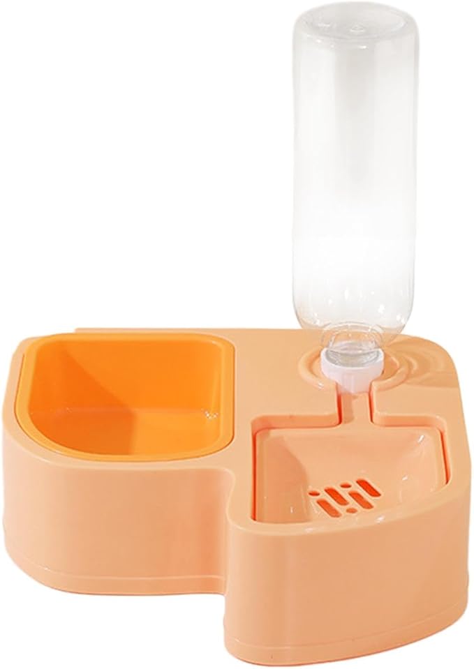 Double Dog Cat Bowls, Pet Water and Food Bowl Set Anti Slip Durable Automatic Water Dispenser for Food and Water Kitten Kitty Squirrel Puppy, Orange