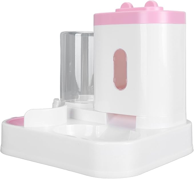 Automatic Pet Food Water Dispenser Large Capacity 2 in 1 Cat Feeder Waterer for Dogs and Puppies (Pink)
